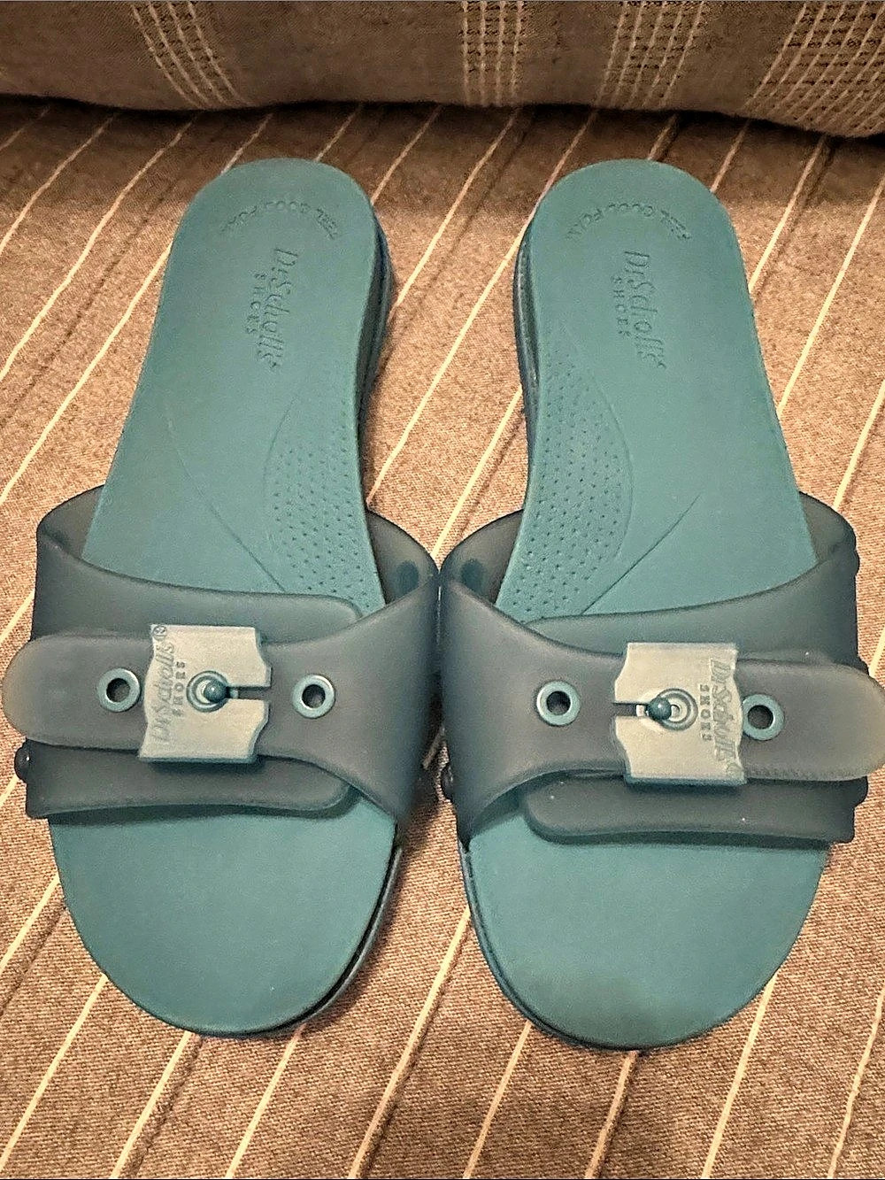 Dr. Scholl's So Original Jelly Slide Sandal Blue/Green Slide Sandals US 6M